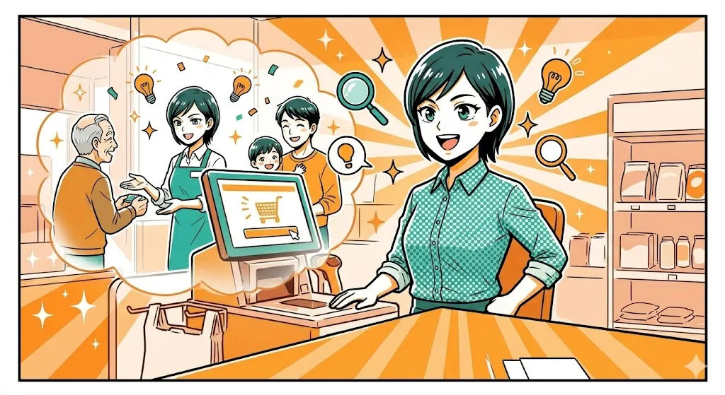 面接で自分の観察力を自信を持ってアピールする人の漫画イラスト