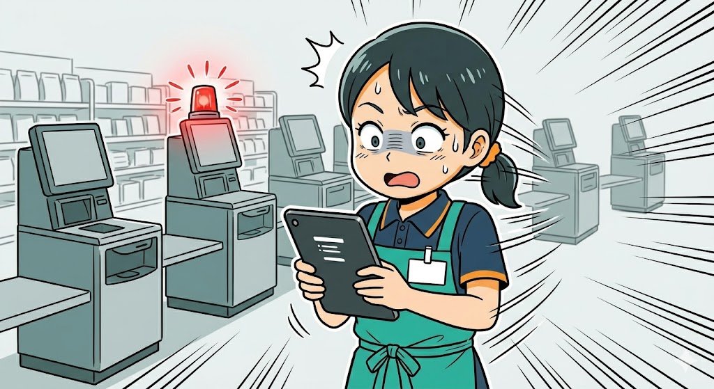 画面を暗くしすぎてエラーに慌てる店員