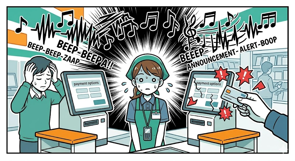 重なる騒音にパニックになるアテンダント